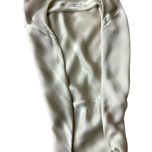 Babaton Satin Dress Cream Sheath Midi Dress Halter Neckline - Picture 9 of 9